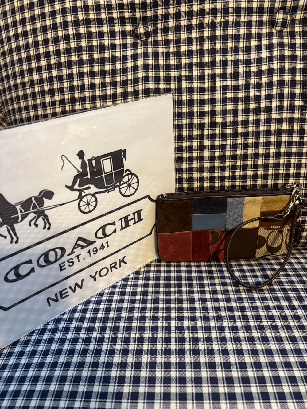 Coach vintage soho Multicolor Patchwork suede and leather Signature Wristlet